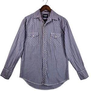 Wrangler Western Shirt Vintage Striped Men’s SZ M Cowboy Pearl Snaps Rodeo